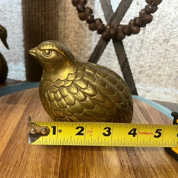 Pair of Vintage Genuine Brass Quails/Mother-Baby Brass Birds~ Mid Century Birds - Picture 12 of 13